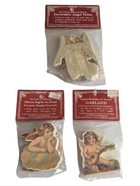 Vintage Angel Cherub Holiday Die-Cut Ornaments Garland Paper Lot 1993 & 1994